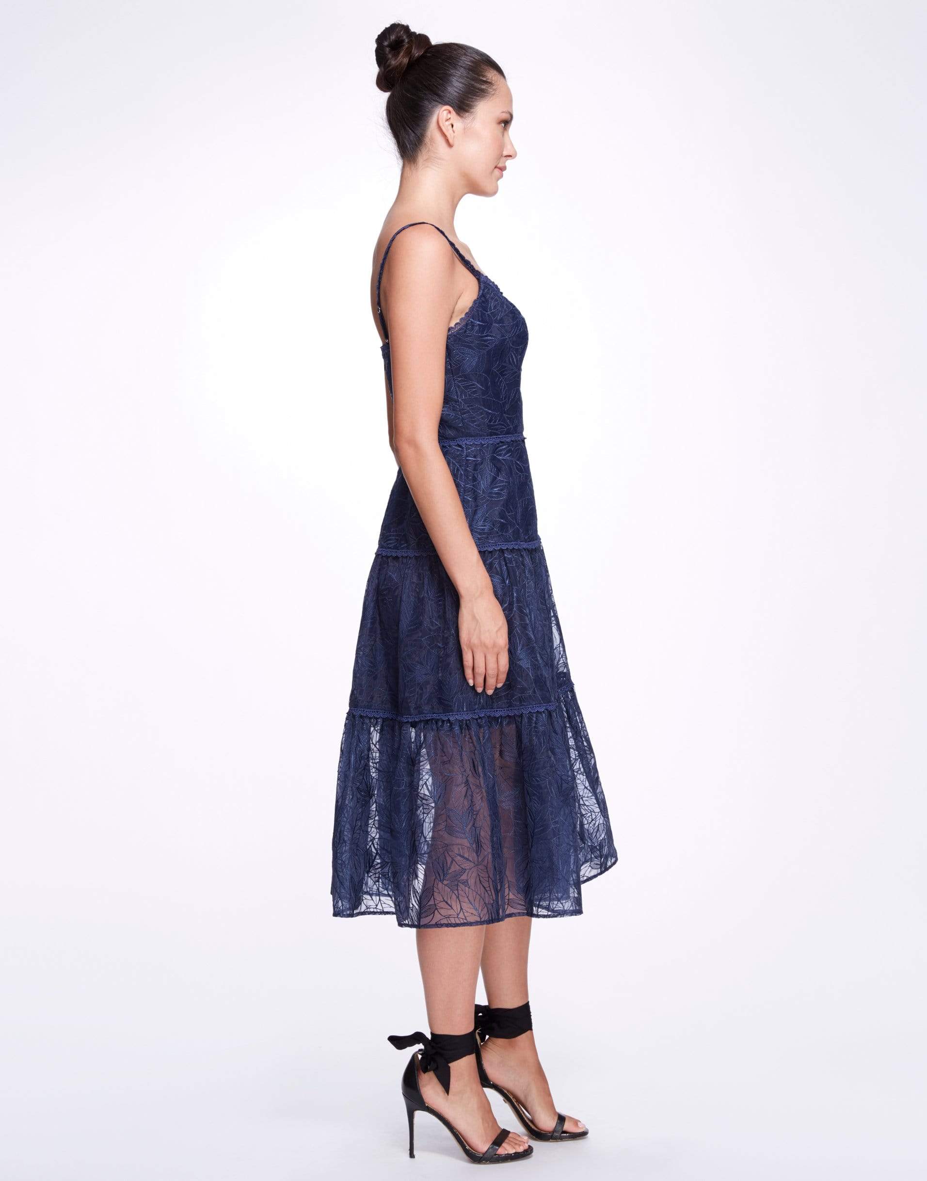 MARCHESA NOTTE-Organza Tiered Dress-