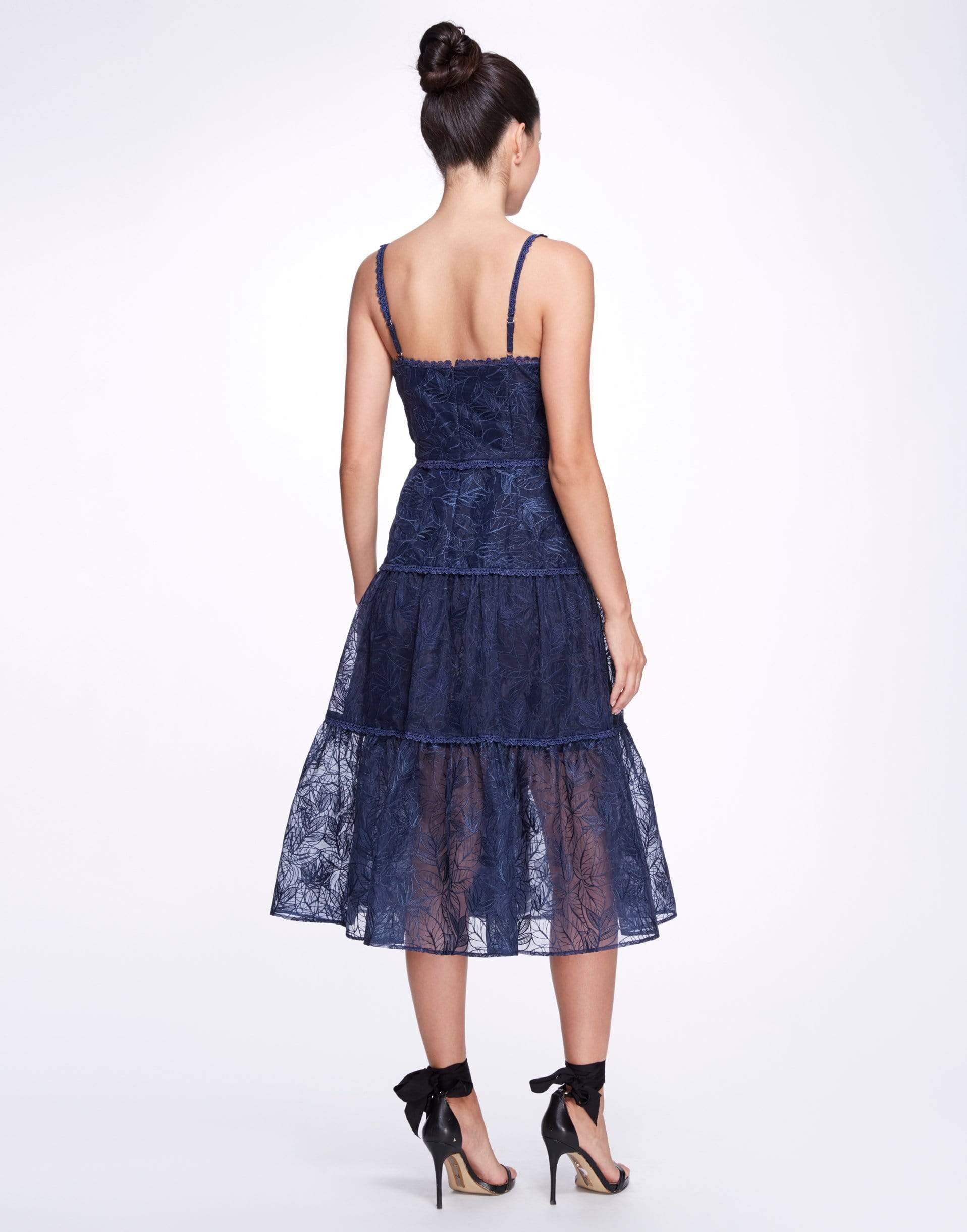 MARCHESA NOTTE-Organza Tiered Dress-