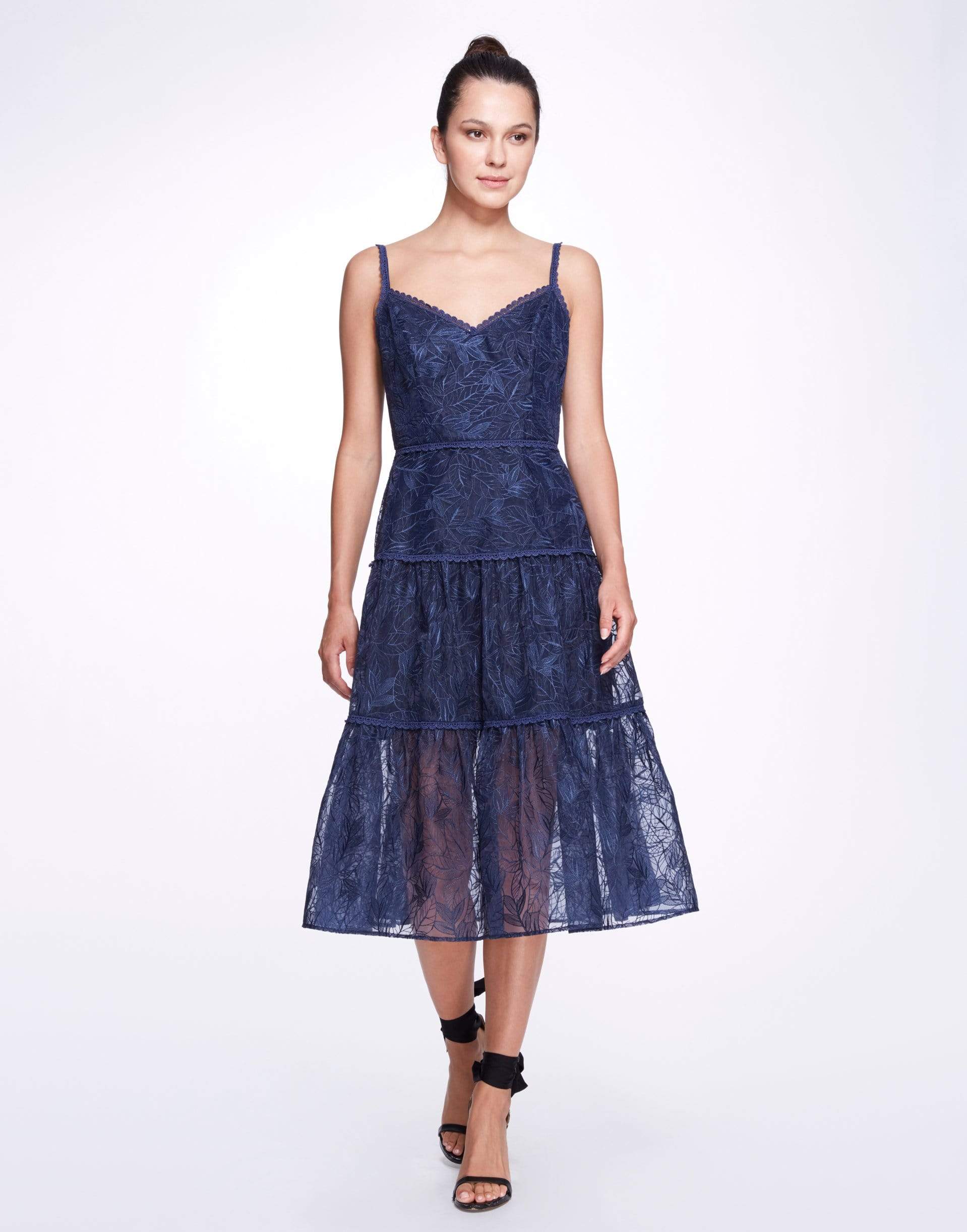 MARCHESA NOTTE-Organza Tiered Dress-