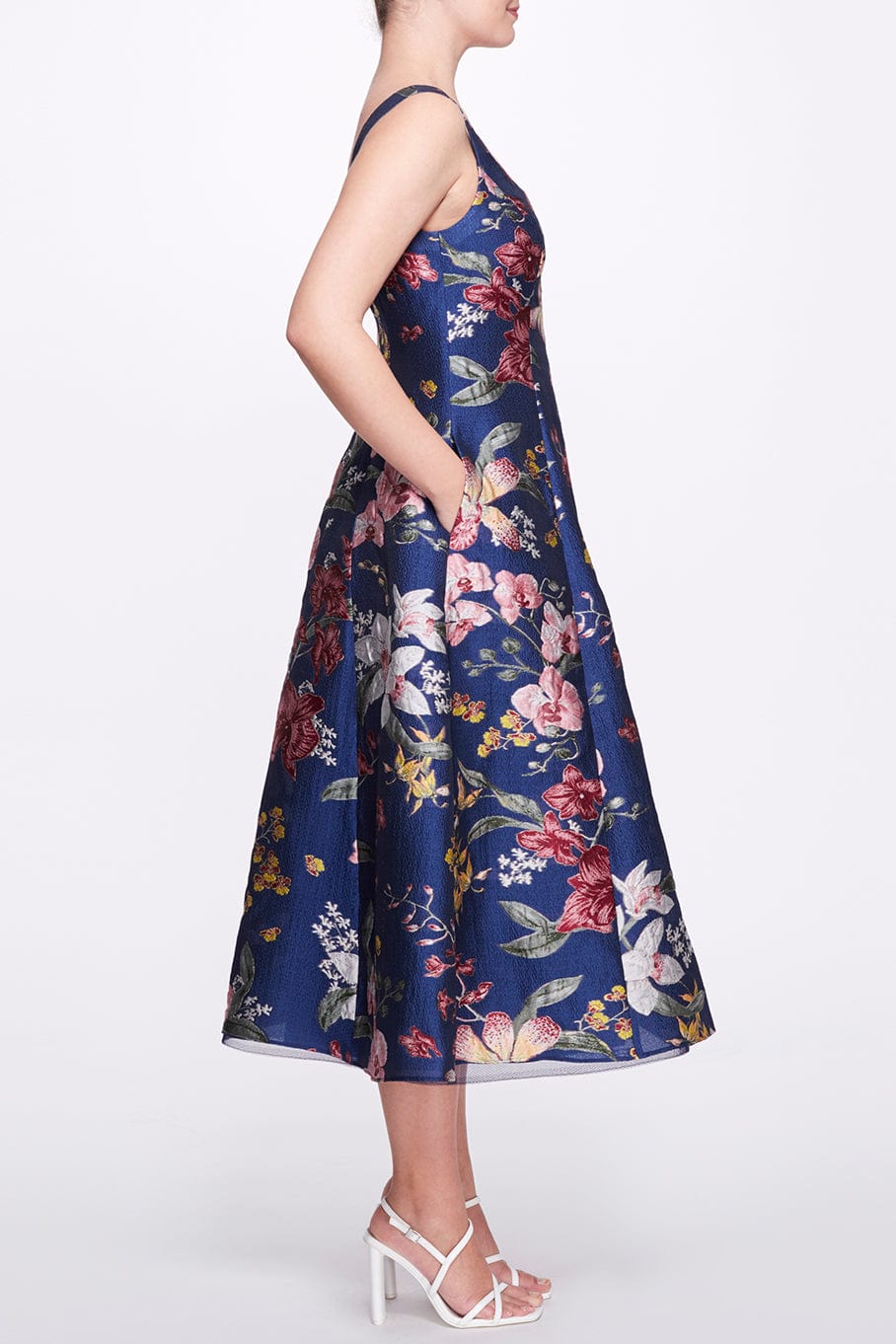 MARCHESA NOTTE-Floral A Line Cocktail Dress-