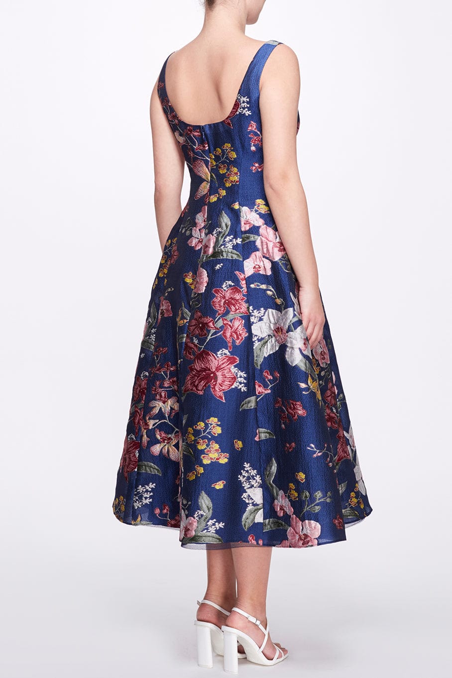 MARCHESA NOTTE-Floral A Line Cocktail Dress-