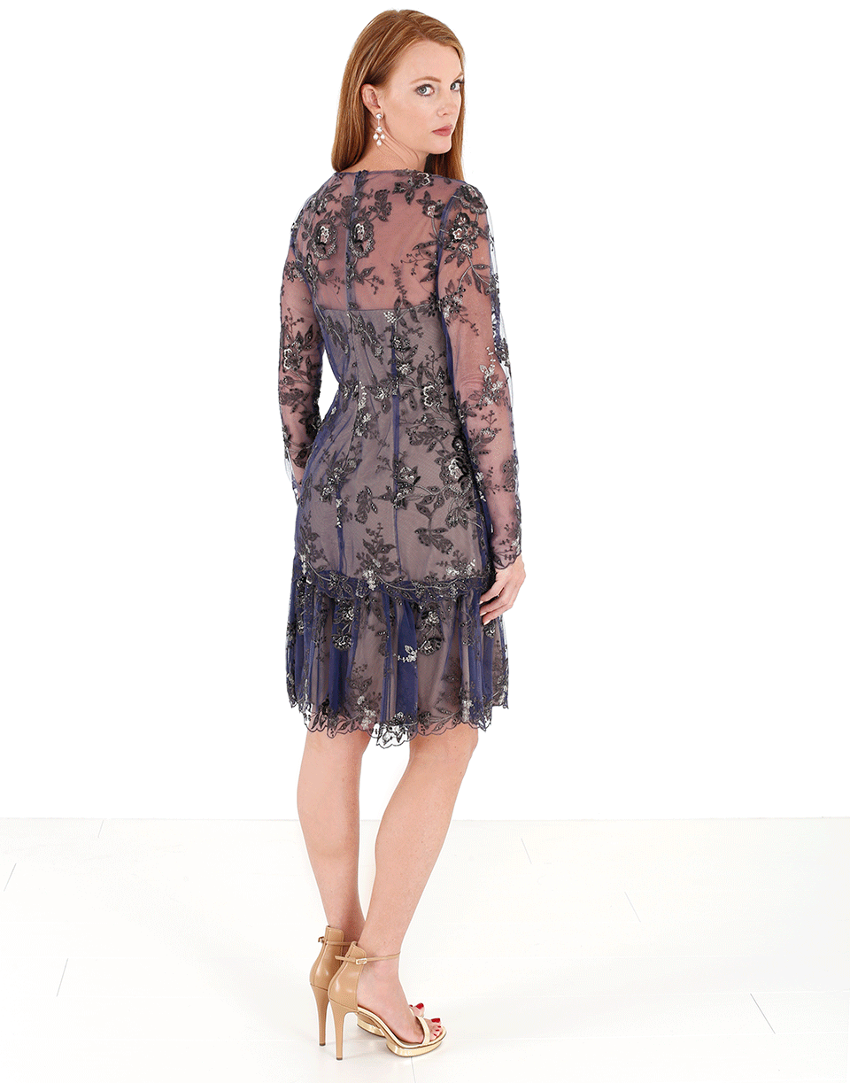 MARCHESA NOTTE-Embroidered Lace Cocktail Dress-