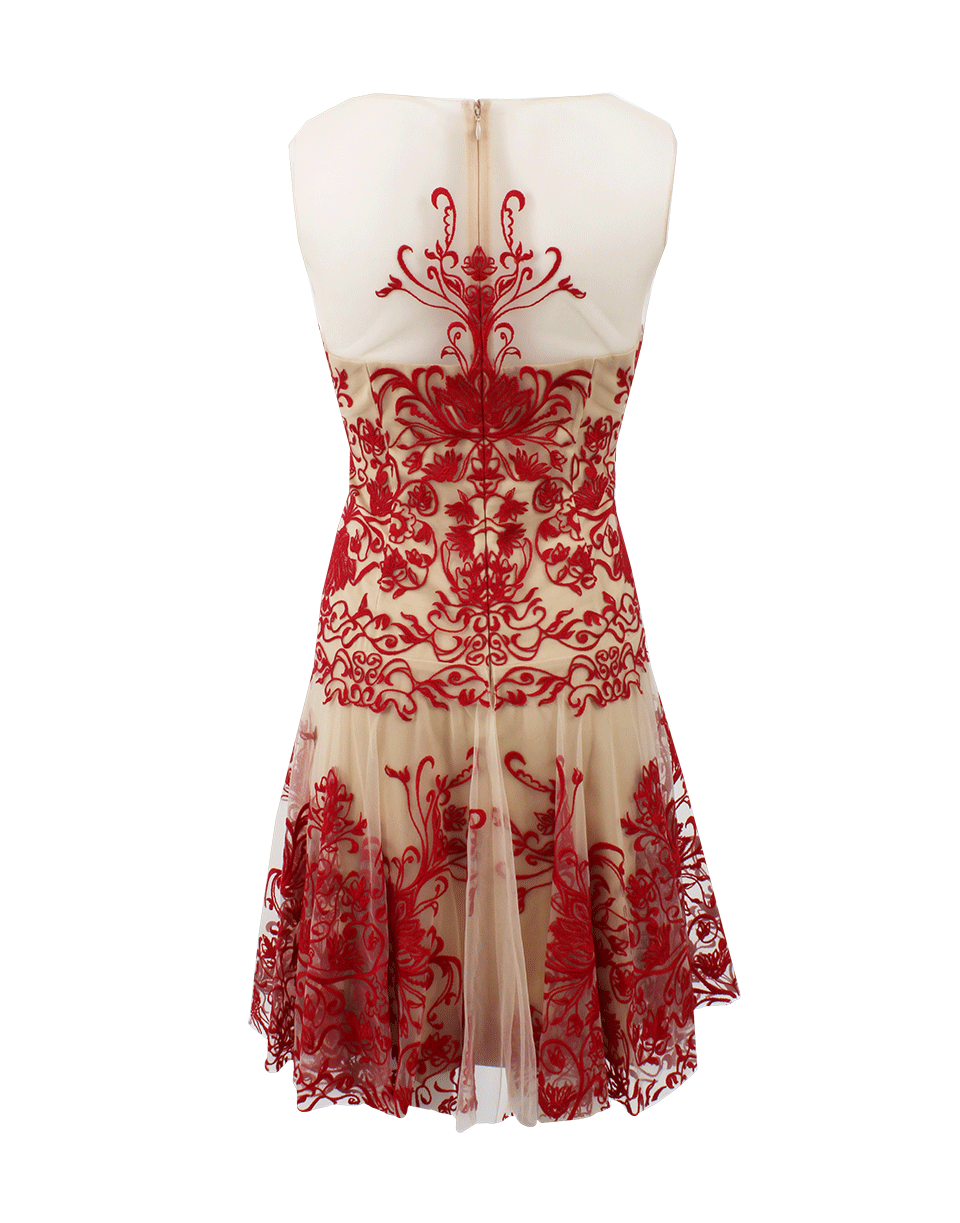 MARCHESA NOTTE-Illusion Neck Embroidered Cocktail Dress-