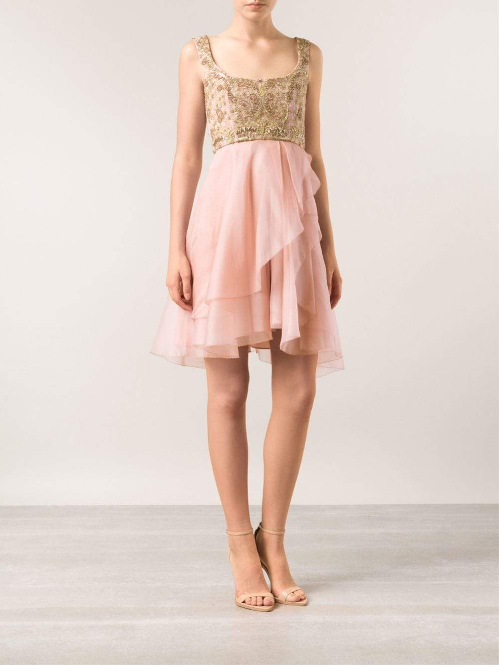 MARCHESA NOTTE-Silk Organza Cocktail Dress-