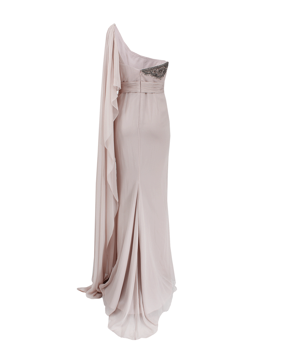 MARCHESA NOTTE-One Shoulder Embroidered Detail Gown-