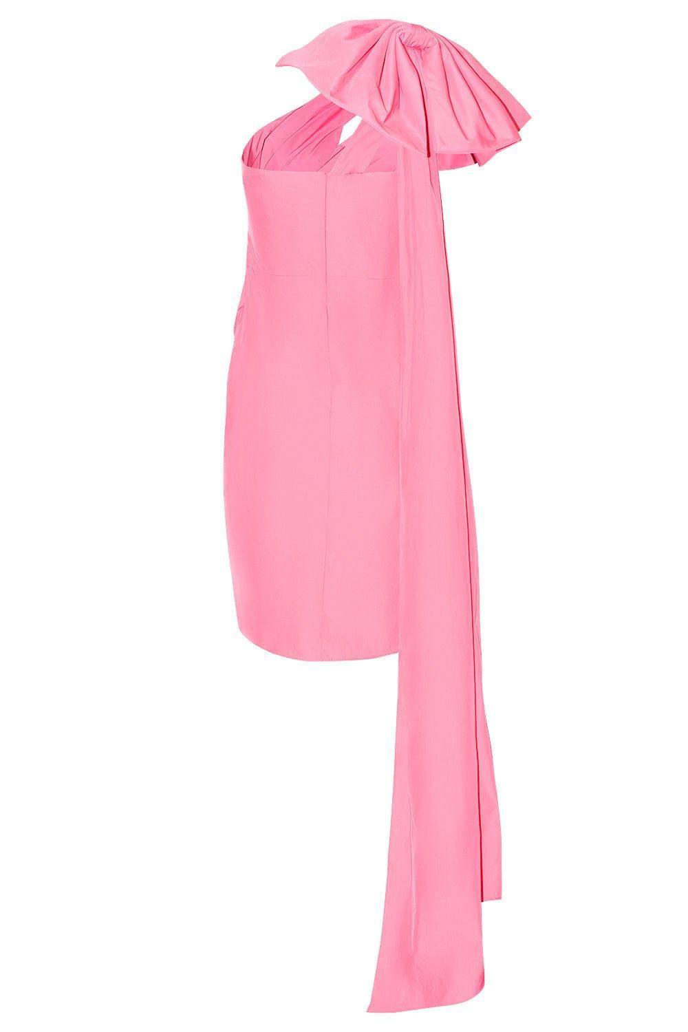 MARCHESA NOTTE-Asym Train Mini Dress-
