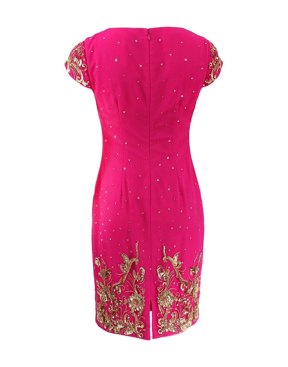 MARCHESA NOTTE-Beaded Shift Cocktail Dress-
