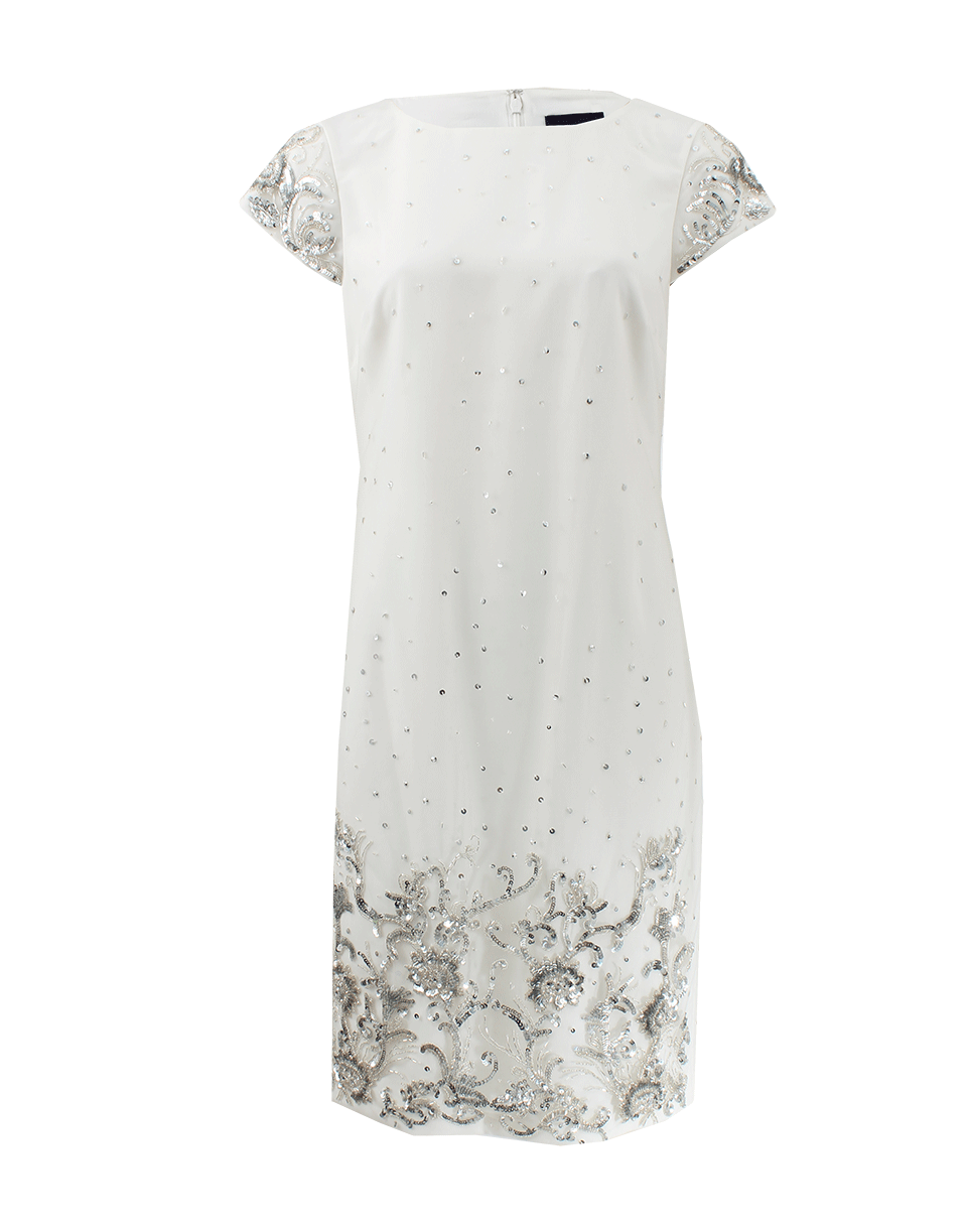 MARCHESA NOTTE-Beaded Shift Cocktail Dress-