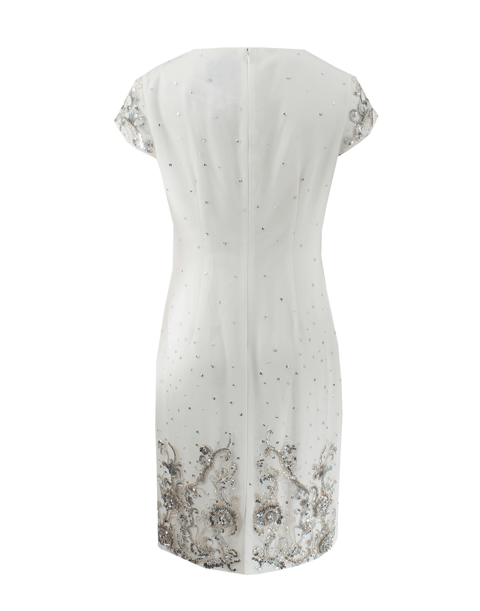 MARCHESA NOTTE-Beaded Shift Cocktail Dress-