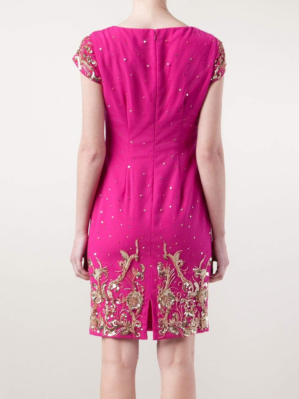 MARCHESA NOTTE-Beaded Shift Cocktail Dress-