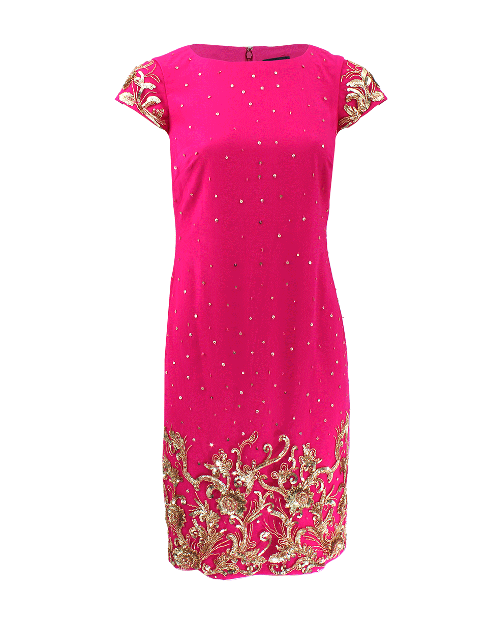 MARCHESA NOTTE-Beaded Shift Cocktail Dress-