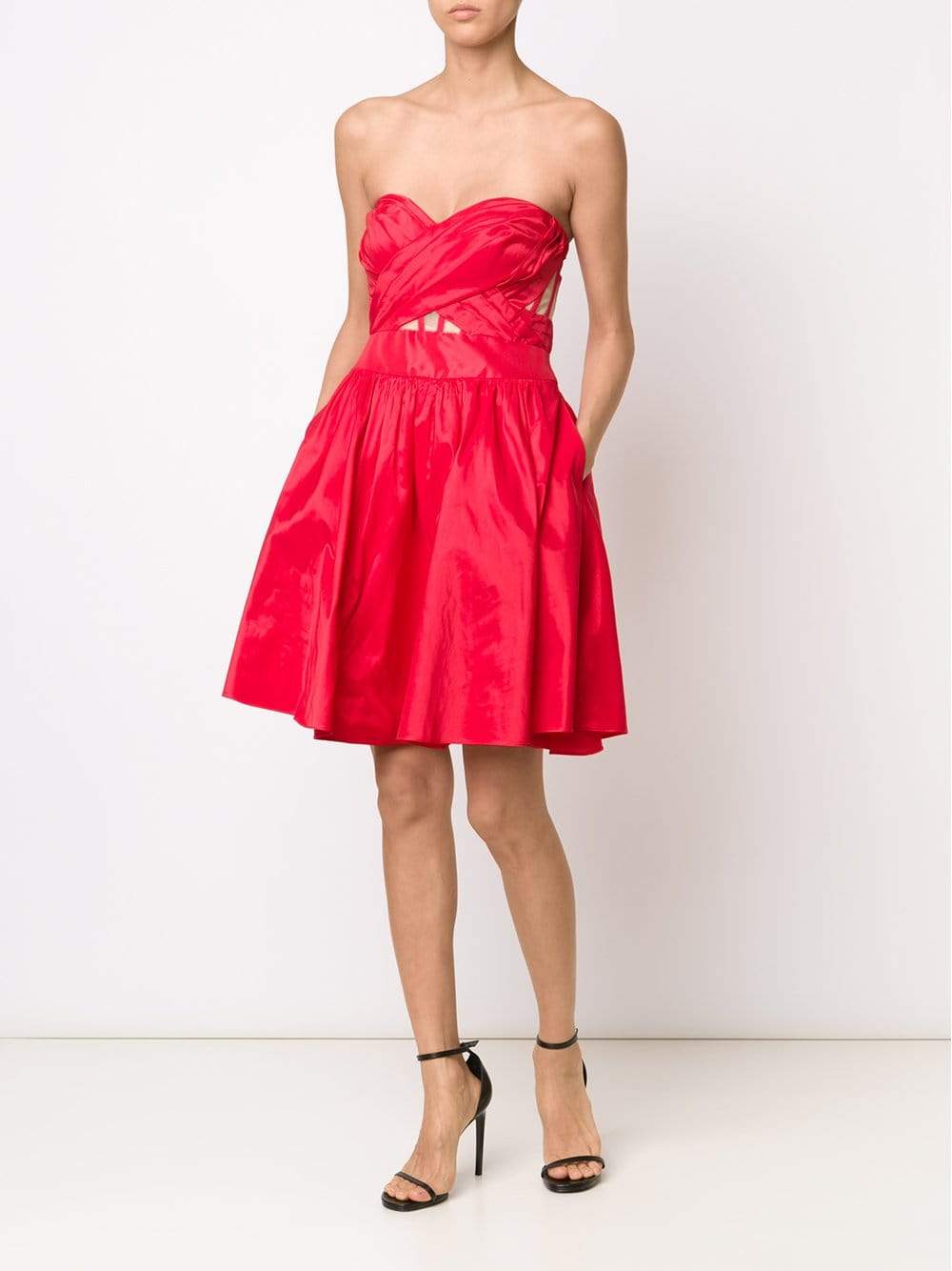 MARCHESA NOTTE-Strapless Cocktail Dress-