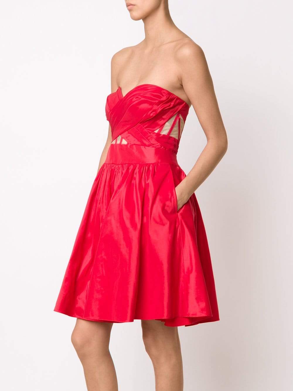 MARCHESA NOTTE-Strapless Cocktail Dress-