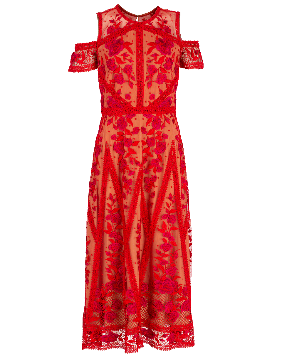 MARCHESA NOTTE-Cold Shoulder Cocktail Dress-