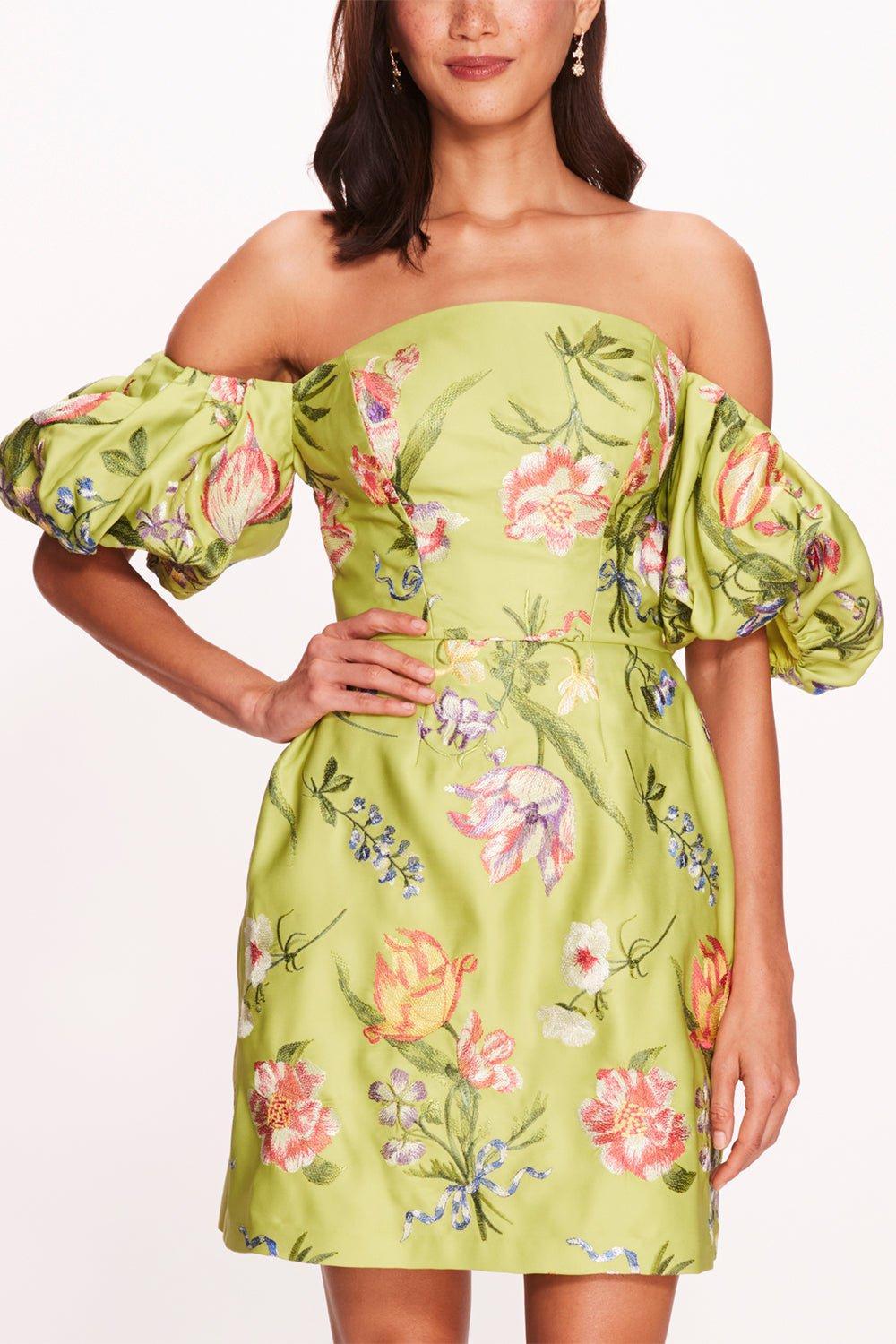 MARCHESA NOTTE-Puff Sleeve Mini Dress-