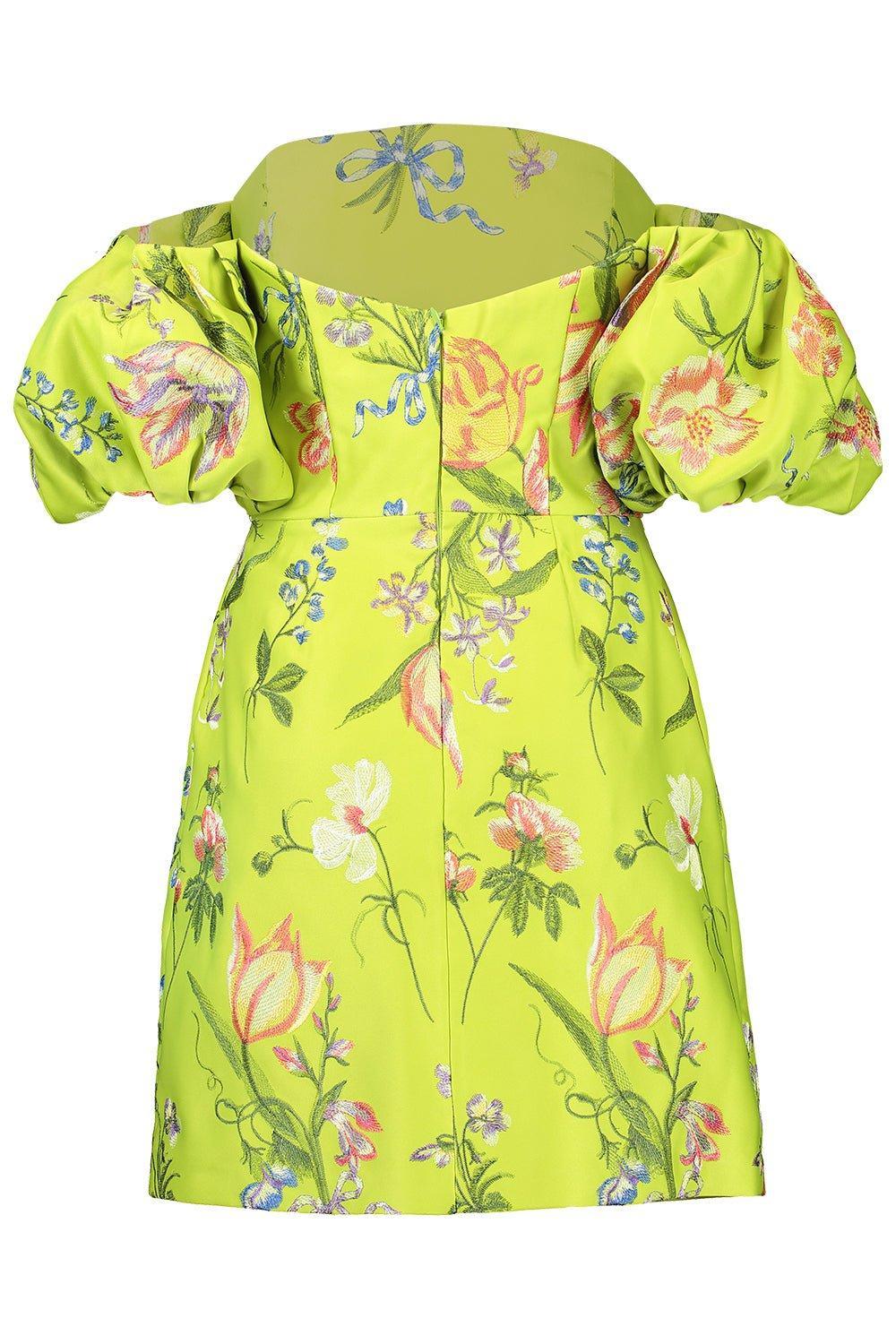 MARCHESA NOTTE-Puff Sleeve Mini Dress-