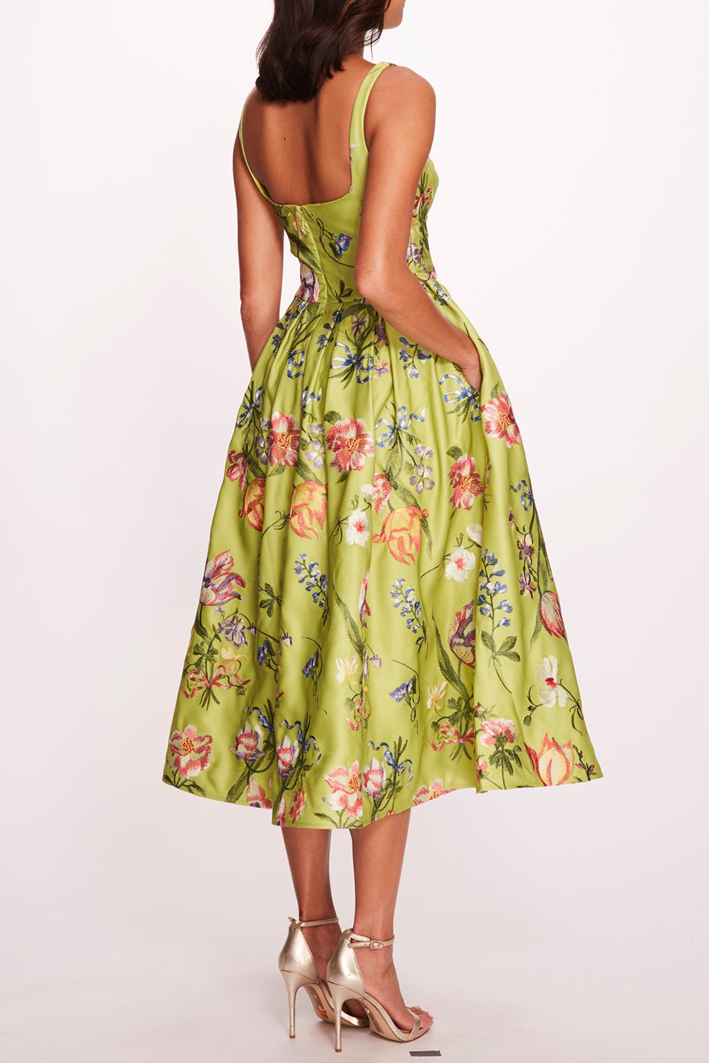 MARCHESA NOTTE-Sleeveless Midi Dress-