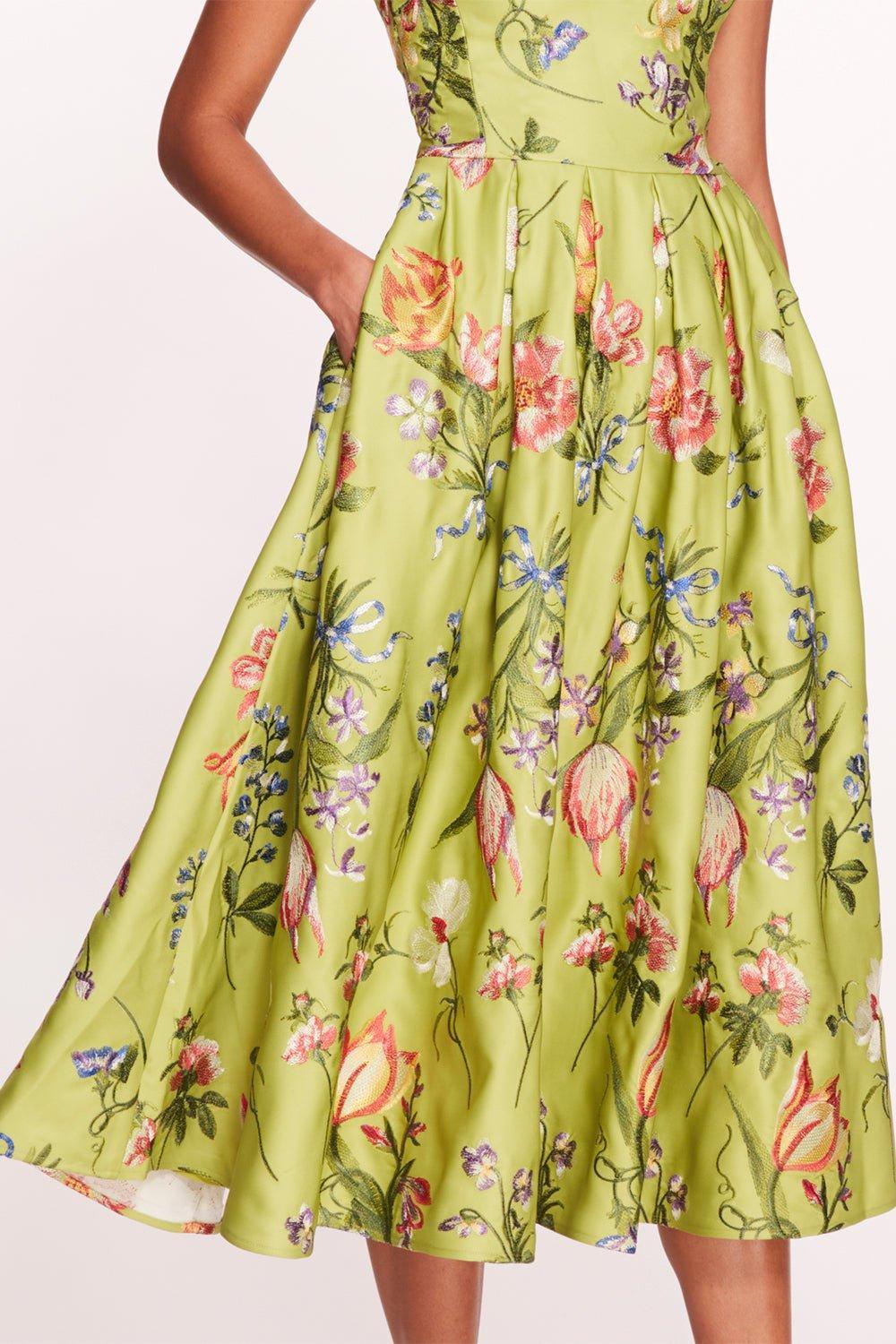 MARCHESA NOTTE-Sleeveless Midi Dress-
