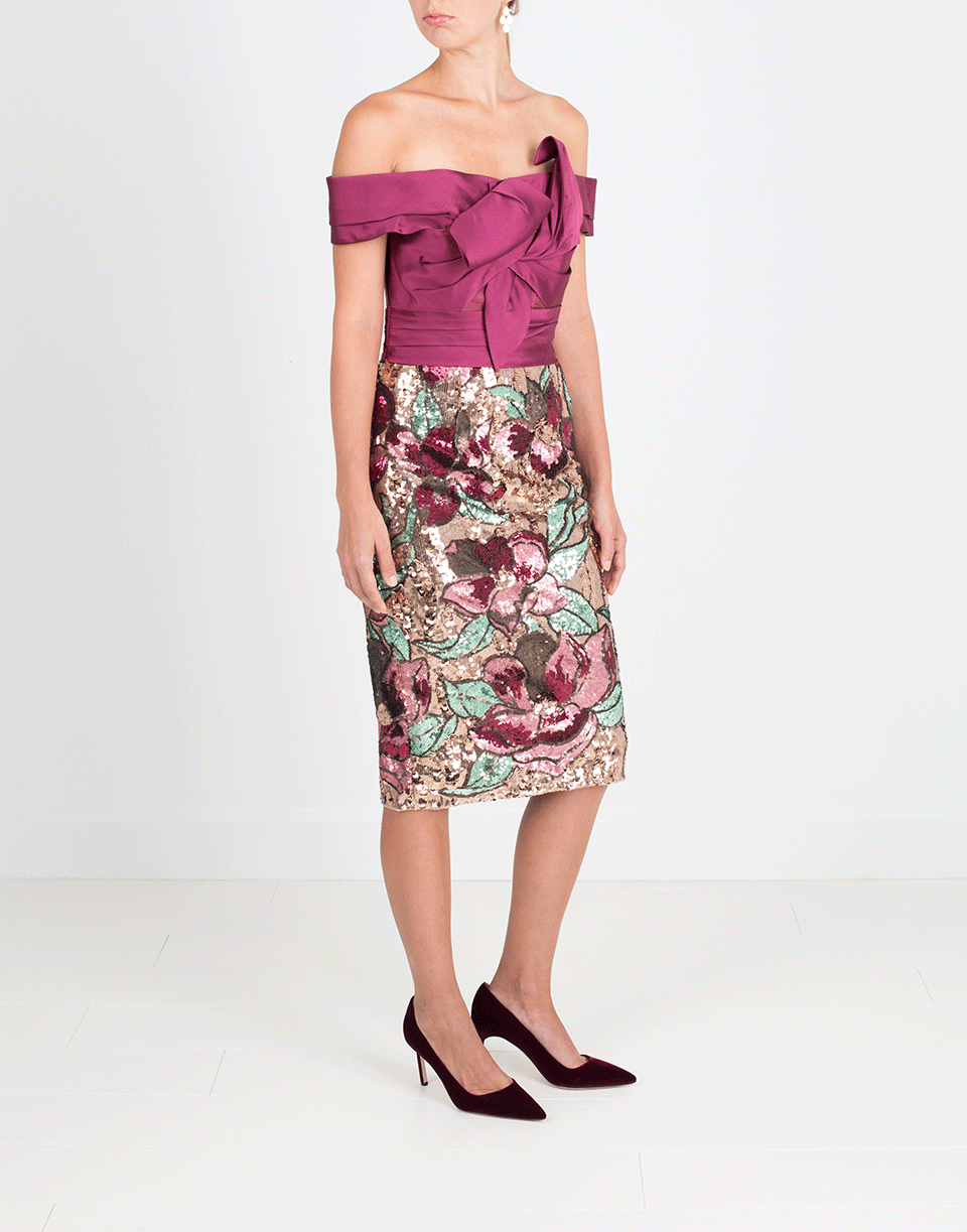 MARCHESA NOTTE-Artwork Sequin Coctail Dress-