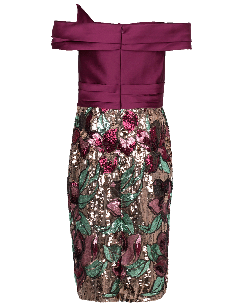 MARCHESA NOTTE-Artwork Sequin Coctail Dress-