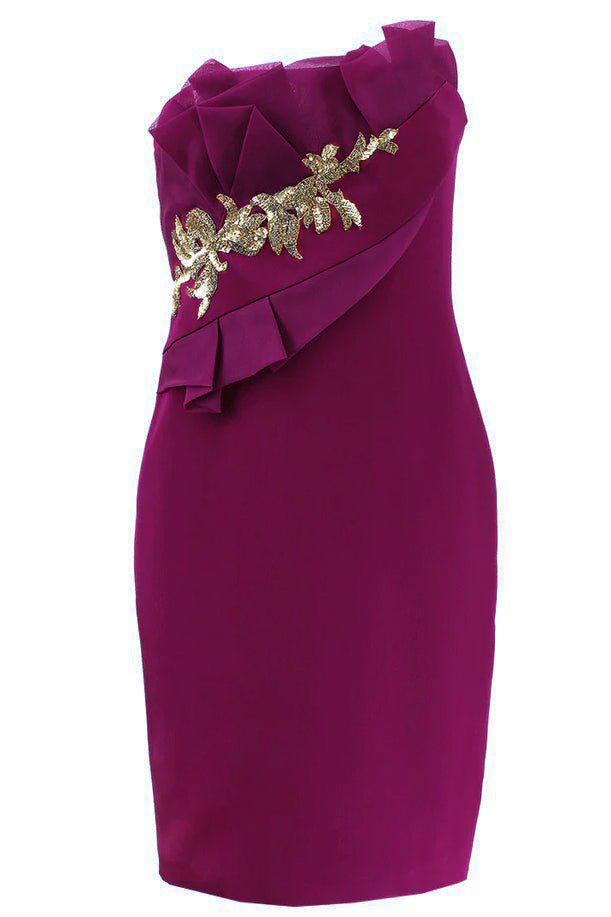 MARCHESA NOTTE-Strapless Draped Bodice Dress-