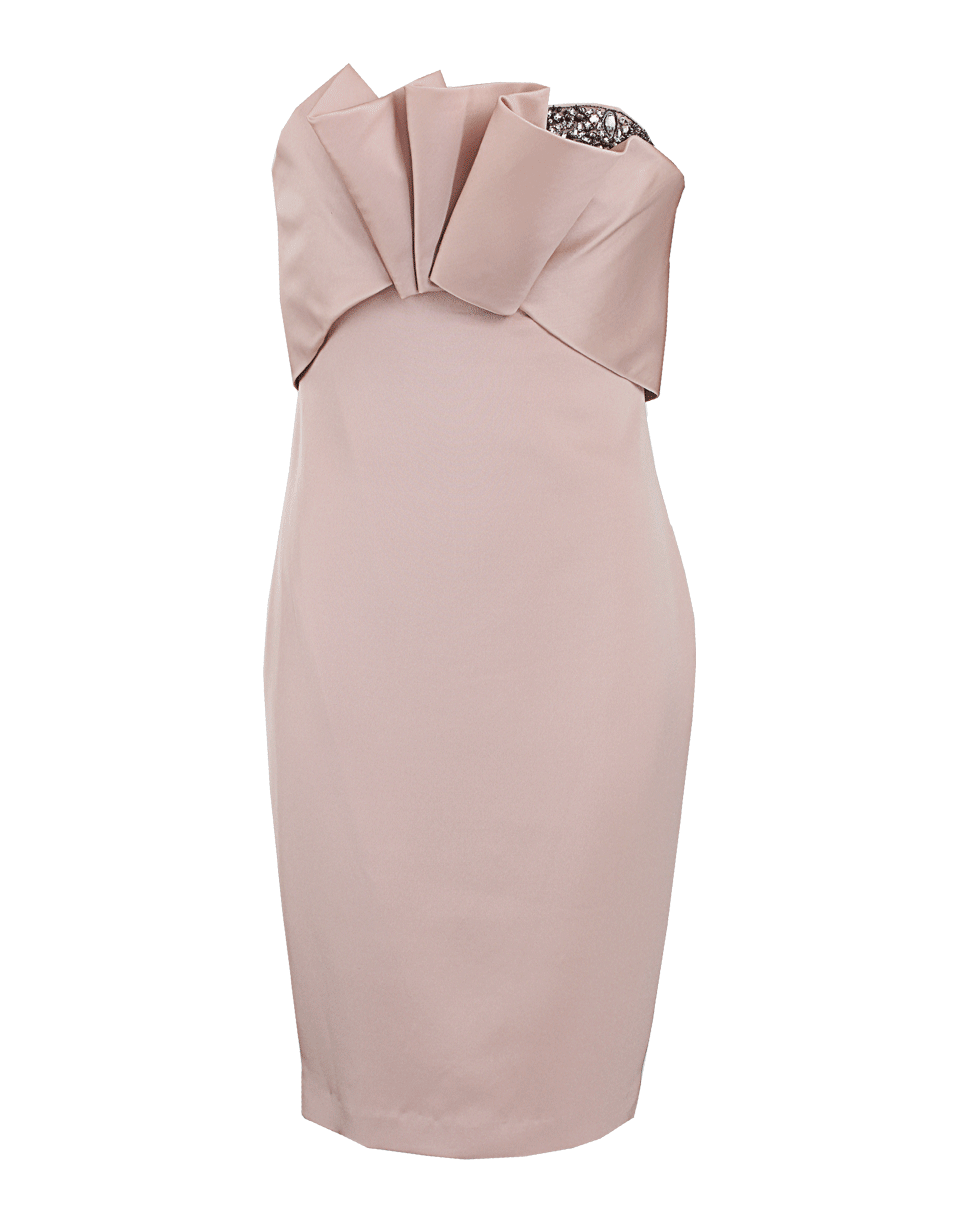 MARCHESA NOTTE-Strapless Sculpted Dress with Beading-