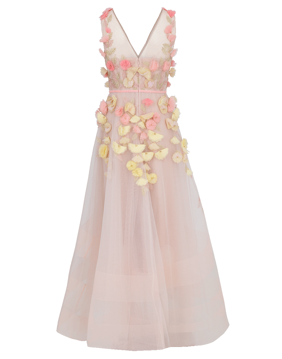 MARCHESA NOTTE-Floral Embroidered Dress-
