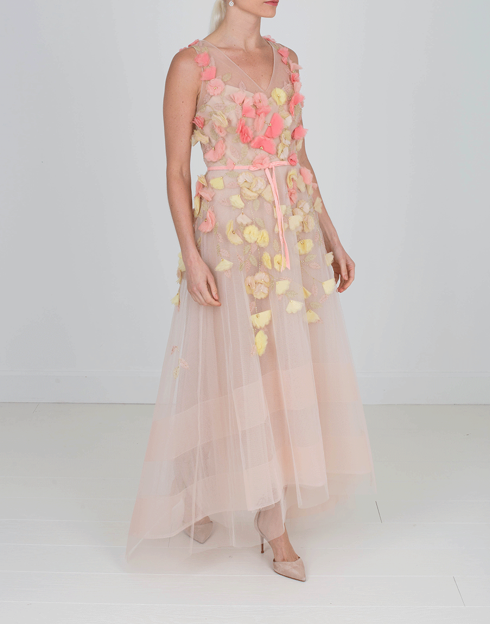 MARCHESA NOTTE-Floral Embroidered Dress-