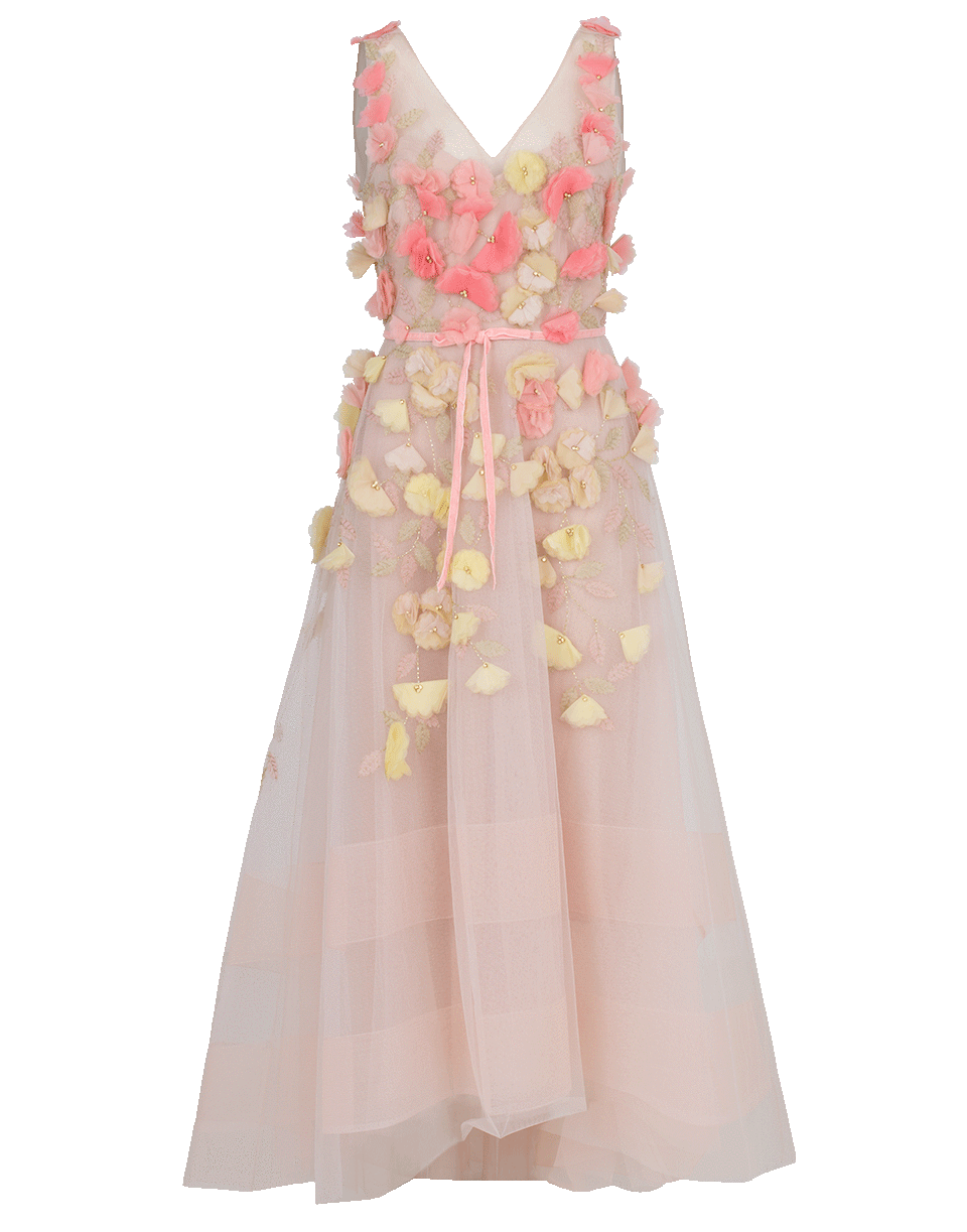 MARCHESA NOTTE-Floral Embroidered Dress-