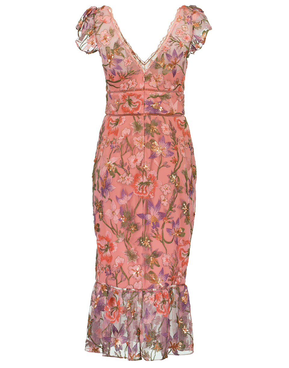 MARCHESA NOTTE-Embroidered Cocktail Dress-