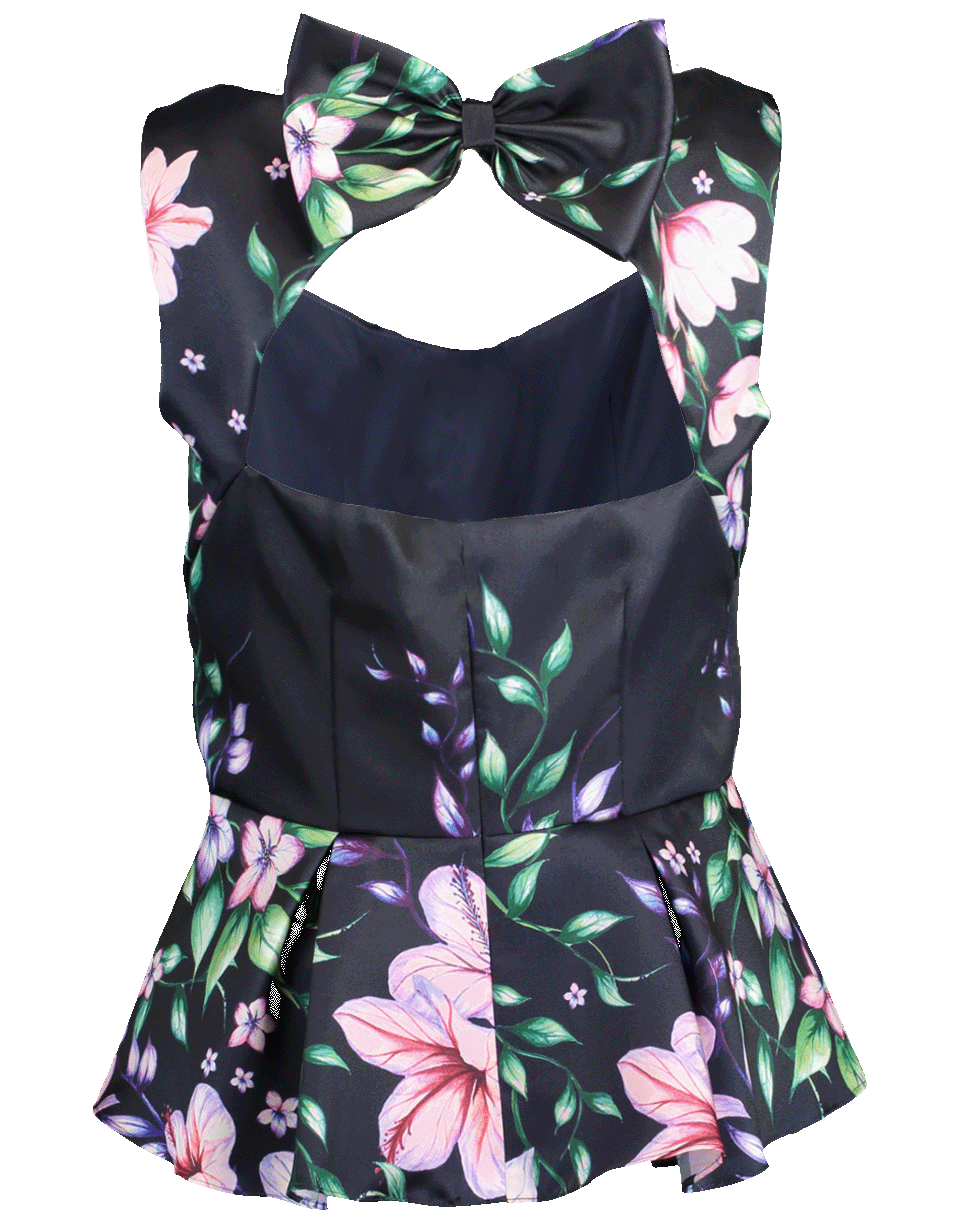 MARCHESA NOTTE-Mikado Peplum Bow Top-