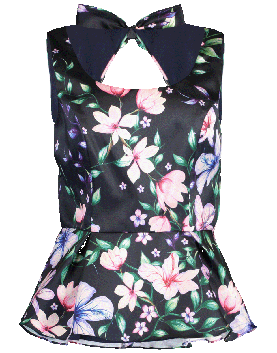 MARCHESA NOTTE-Mikado Peplum Bow Top-