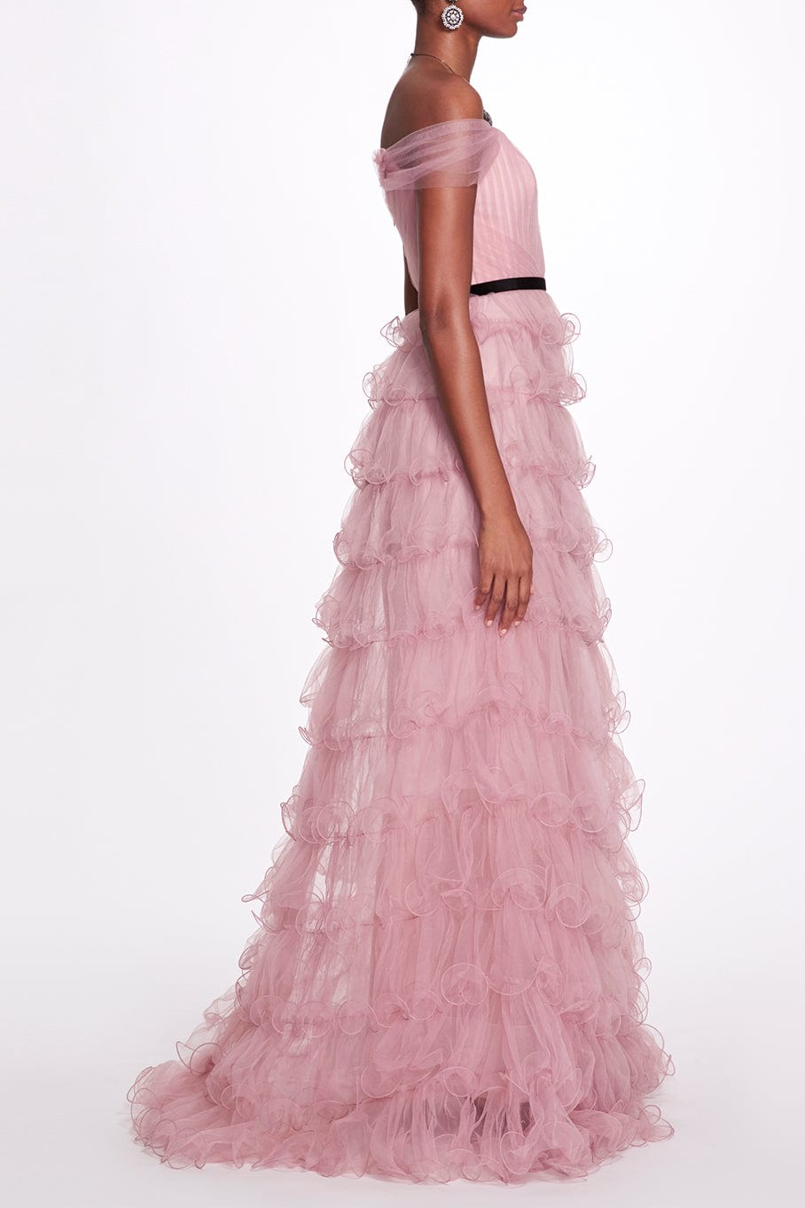 MARCHESA NOTTE-Off The Shoulder Gown-