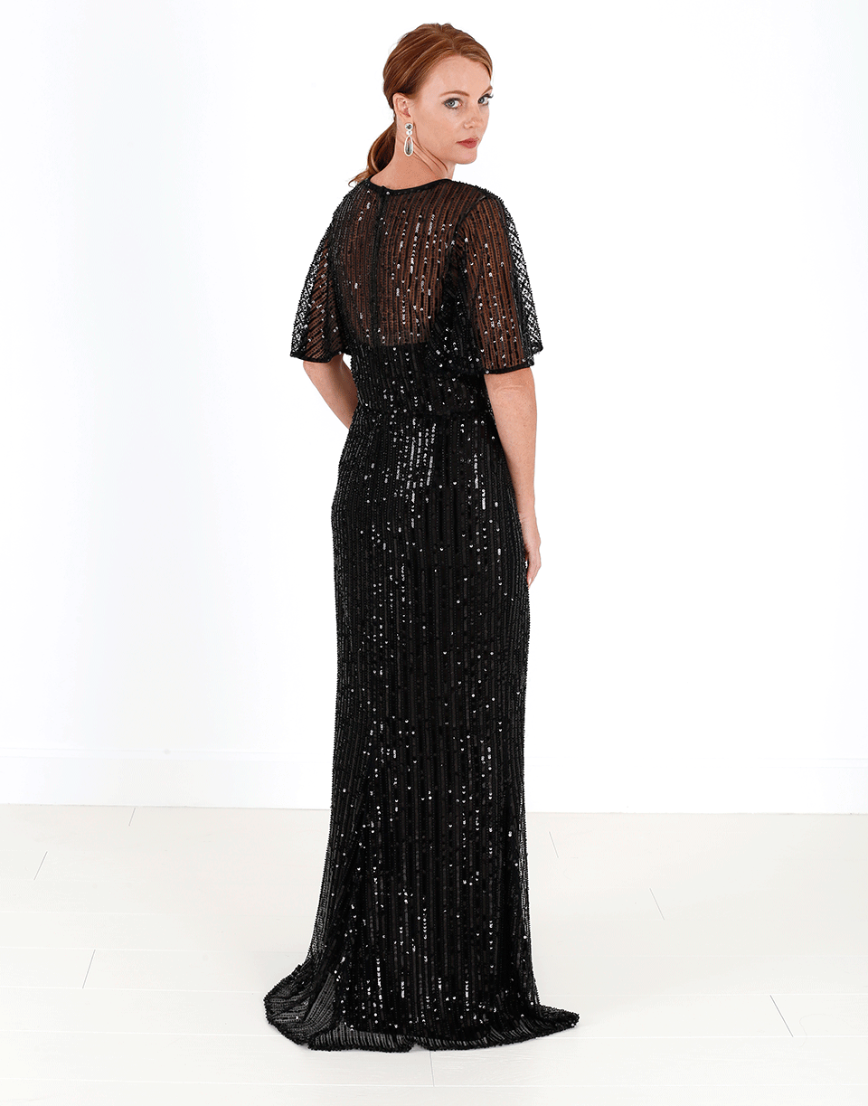 MARCHESA NOTTE-Floral Embroidered Beaded Gown-