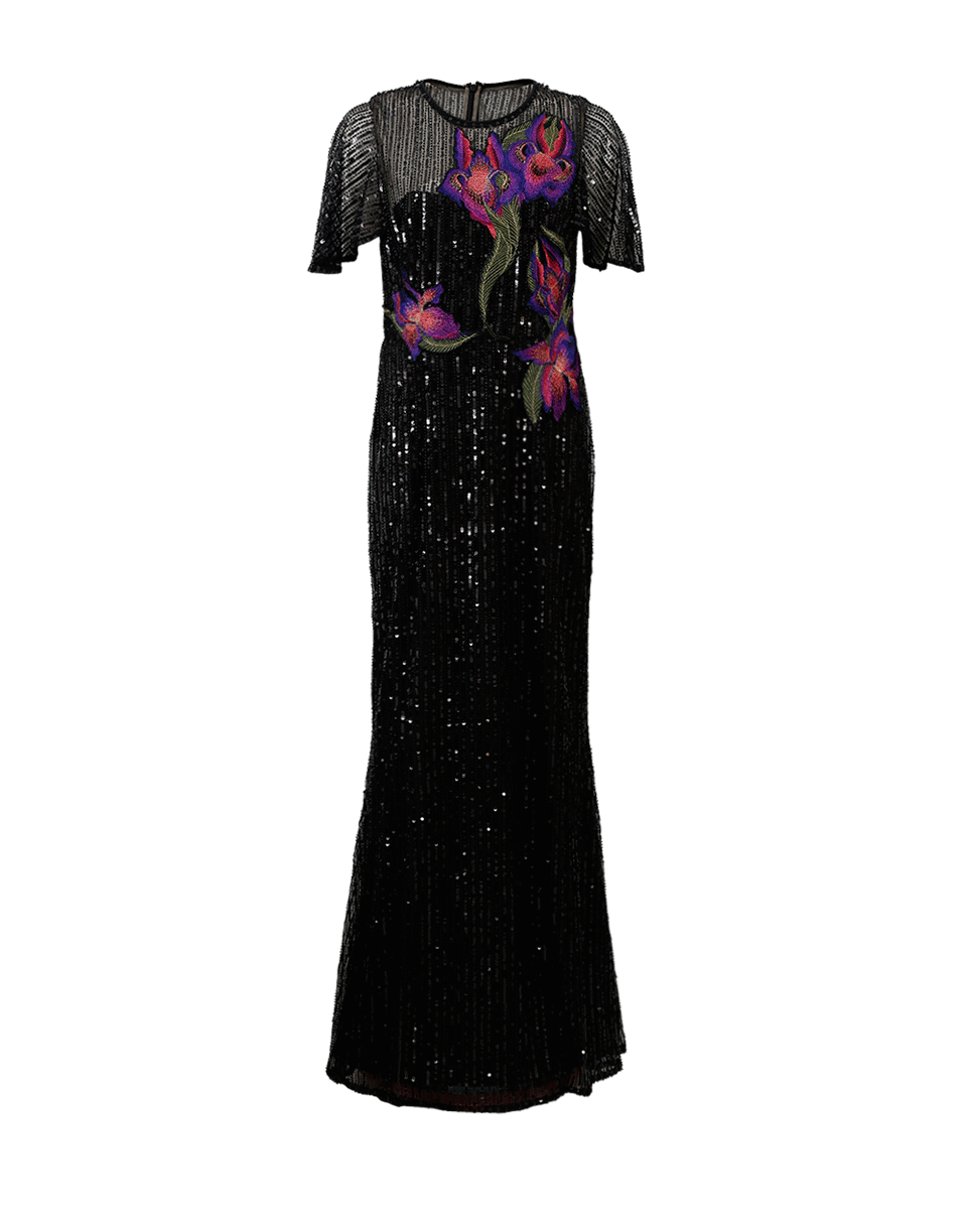 MARCHESA NOTTE-Floral Embroidered Beaded Gown-