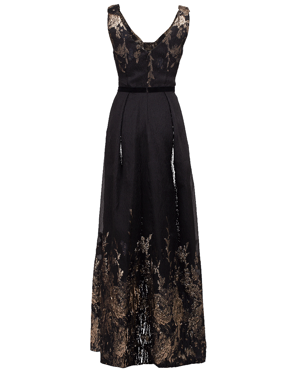 MARCHESA NOTTE-Metallic Coupe Gown-