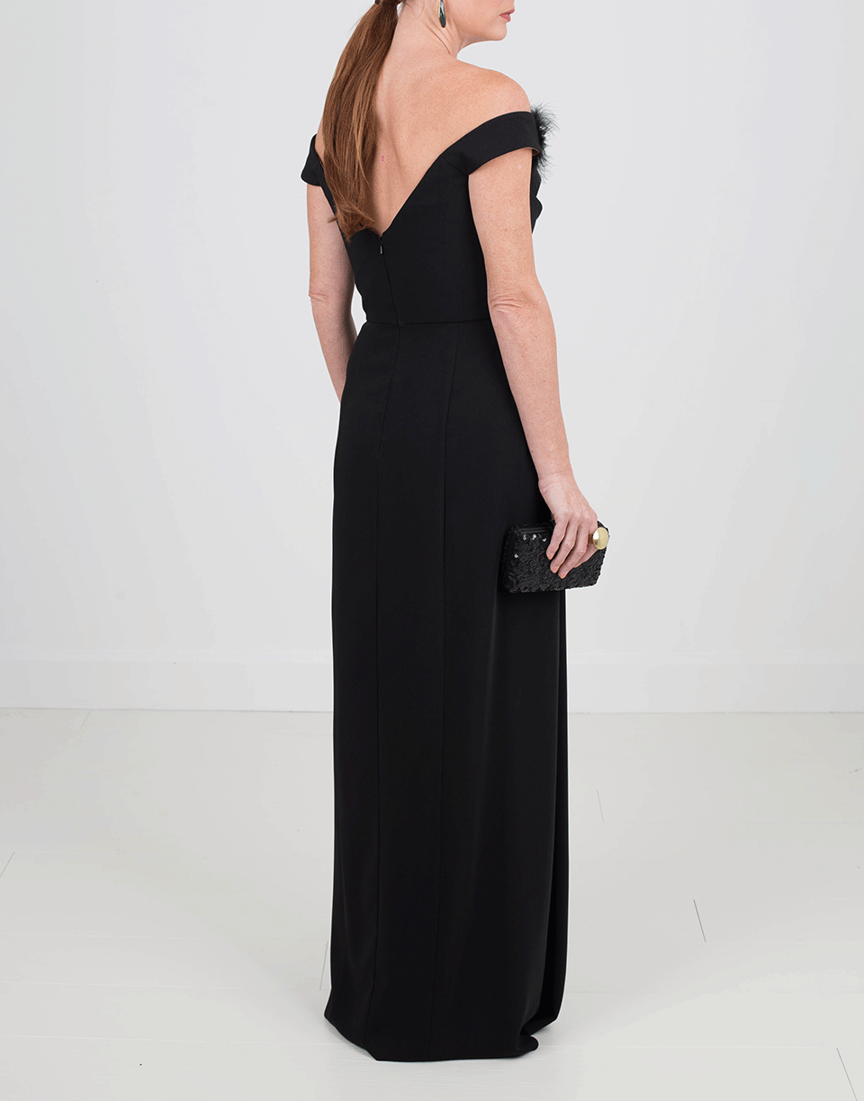 MARCHESA NOTTE-Off Shoulder Draped Gown-