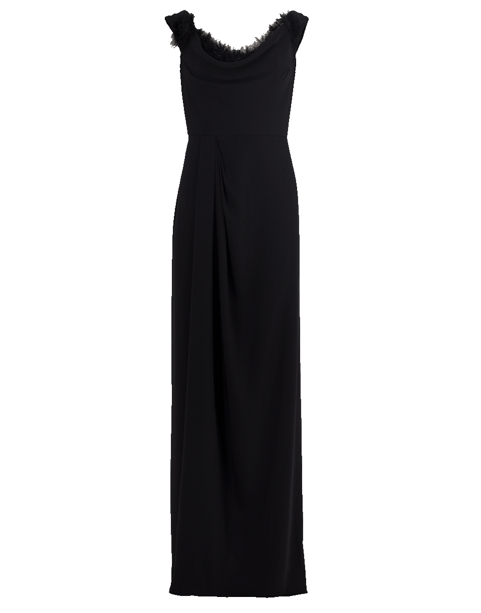 MARCHESA NOTTE-Off Shoulder Draped Gown-