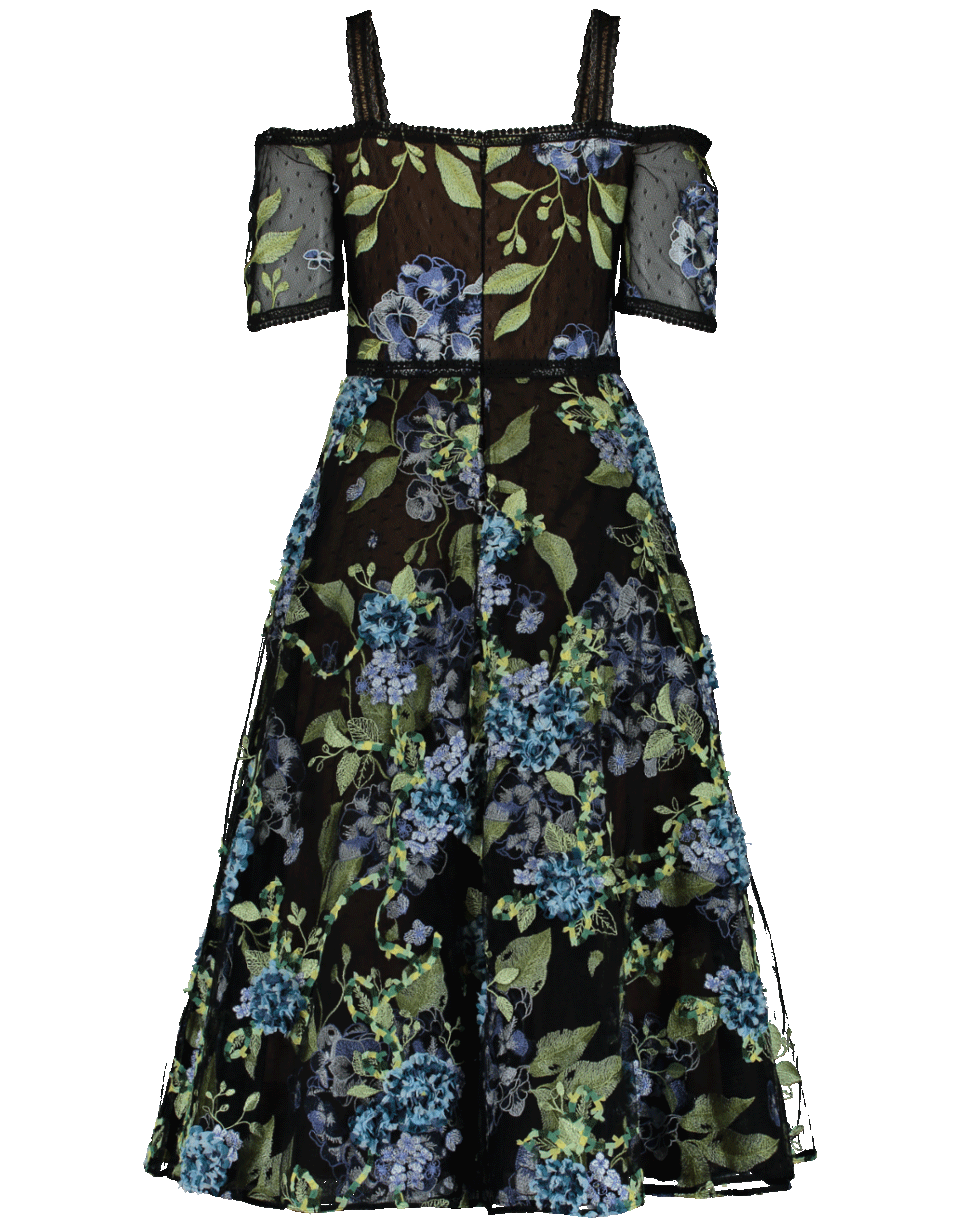 MARCHESA NOTTE-Off Shoulder Embroidered Gown-
