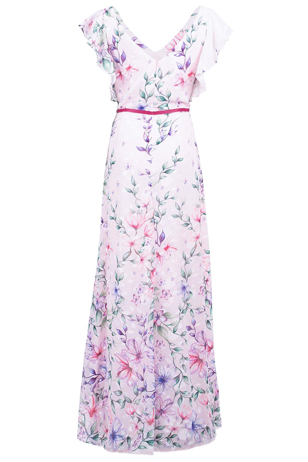 MARCHESA NOTTE-Burnout Chiffon Ruffle Gown-BLUSH