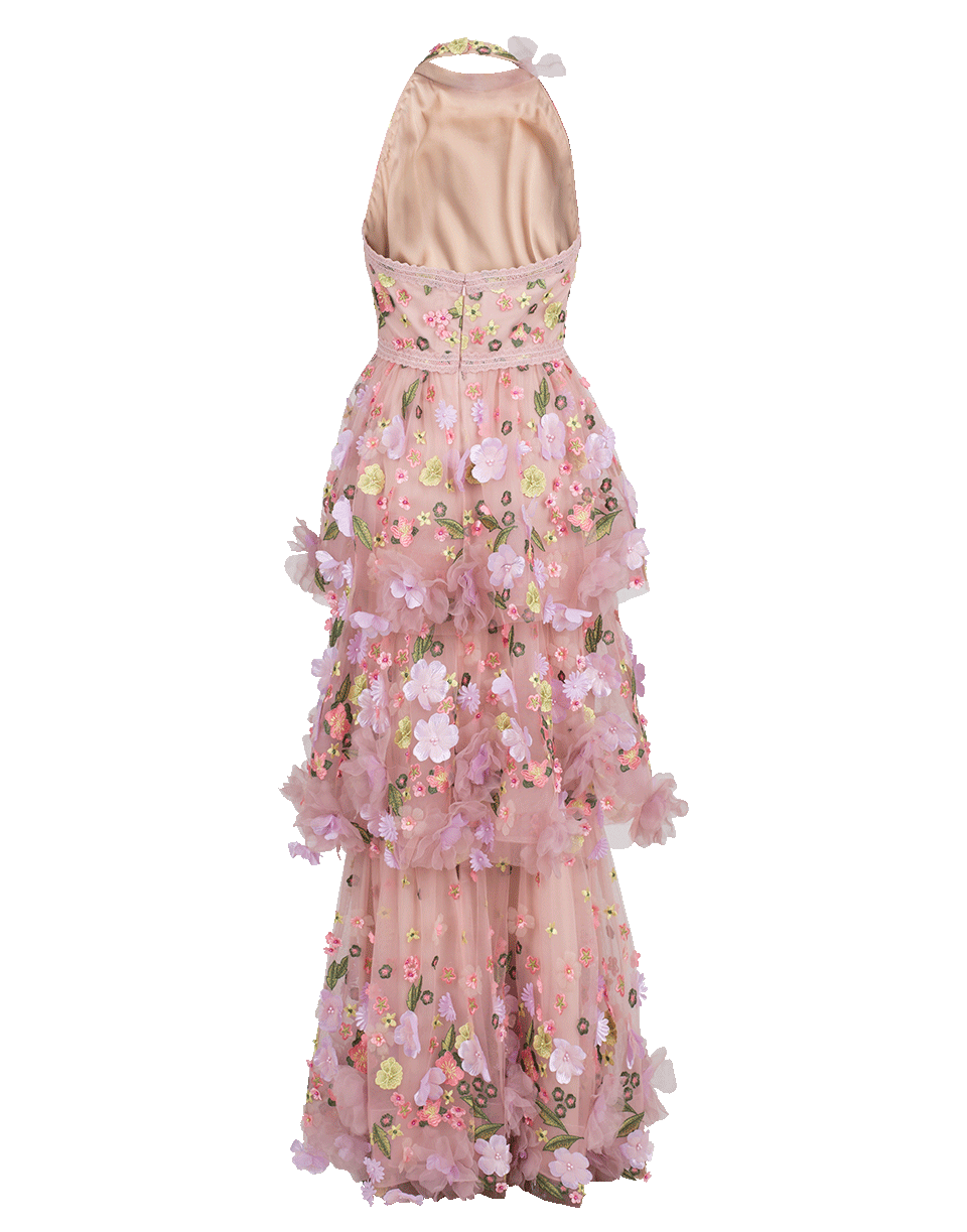MARCHESA NOTTE-Halter Embroidered Gown-