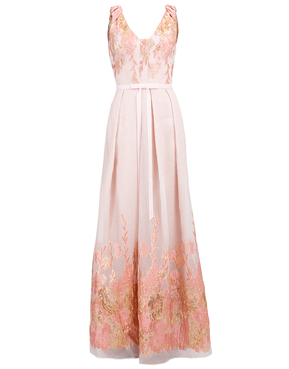 MARCHESA NOTTE-Metallic Coupe Gown-