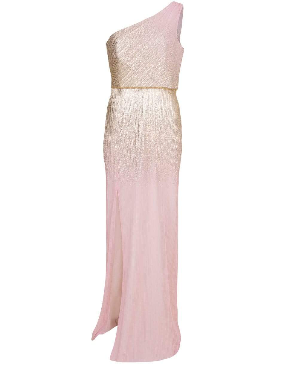 MARCHESA NOTTE-One Shoulder Degrade Foil Gown-