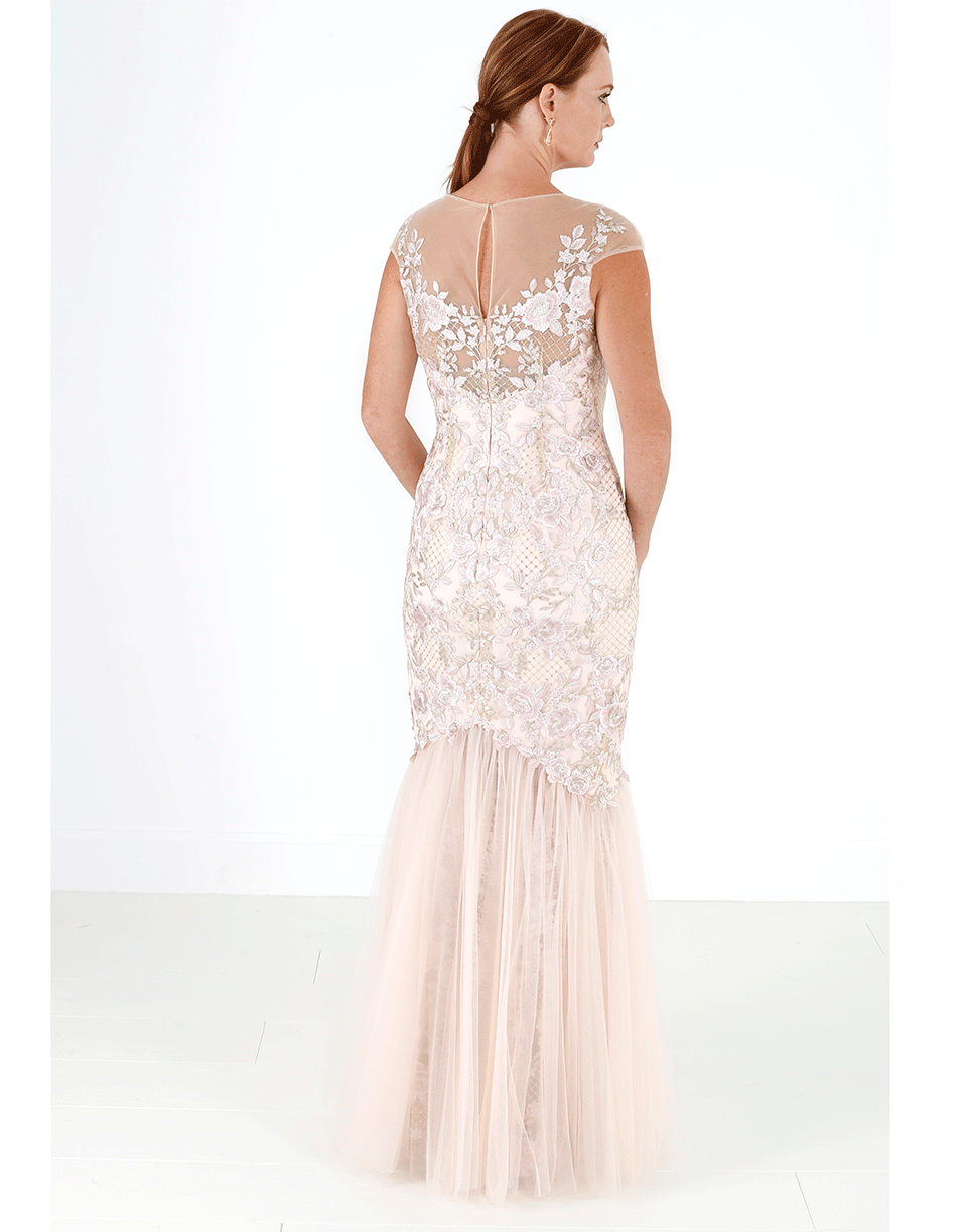 MARCHESA NOTTE-Floral Embroidered Gown-
