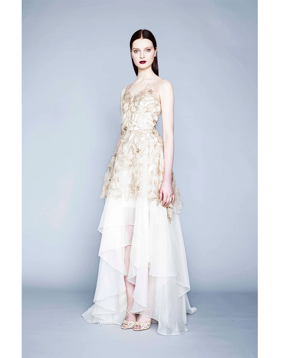 MARCHESA NOTTE-Floral Lace Gown-