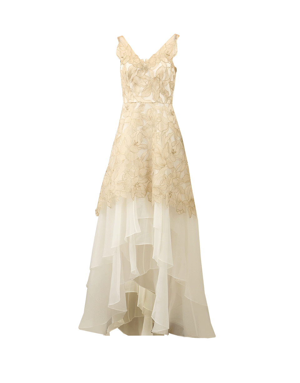 MARCHESA NOTTE-Floral Lace Gown-