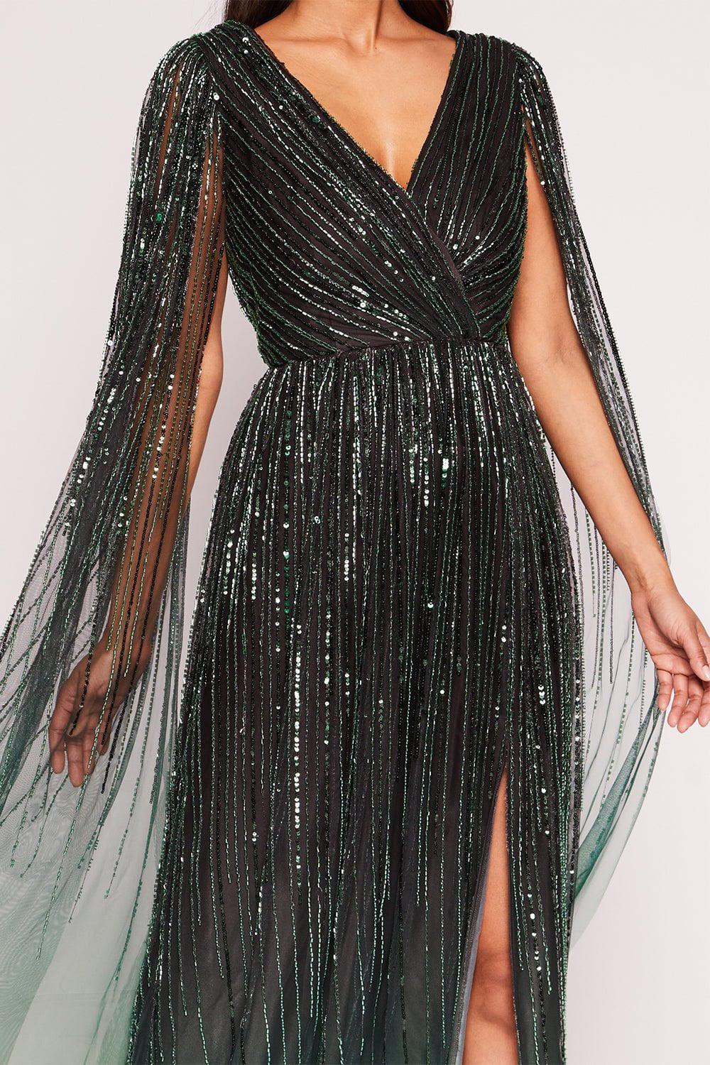 MARCHESA NOTTE-Ombre Cape Gown-