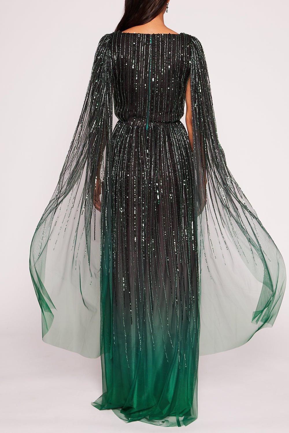 MARCHESA NOTTE-Ombre Cape Gown-