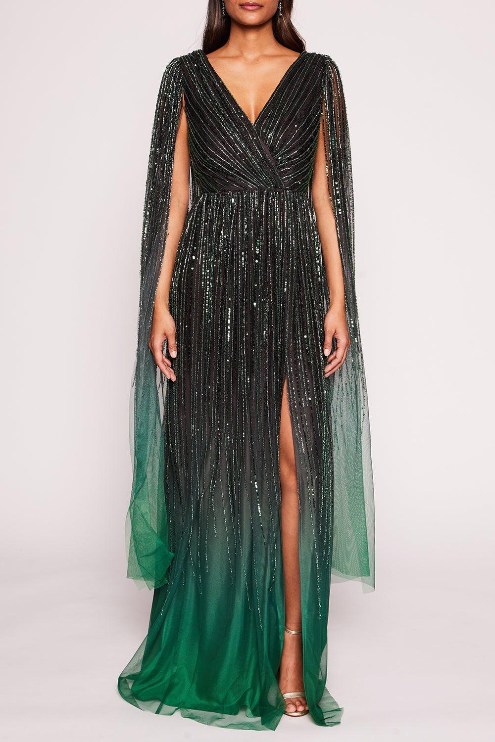 MARCHESA NOTTE-Ombre Cape Gown-