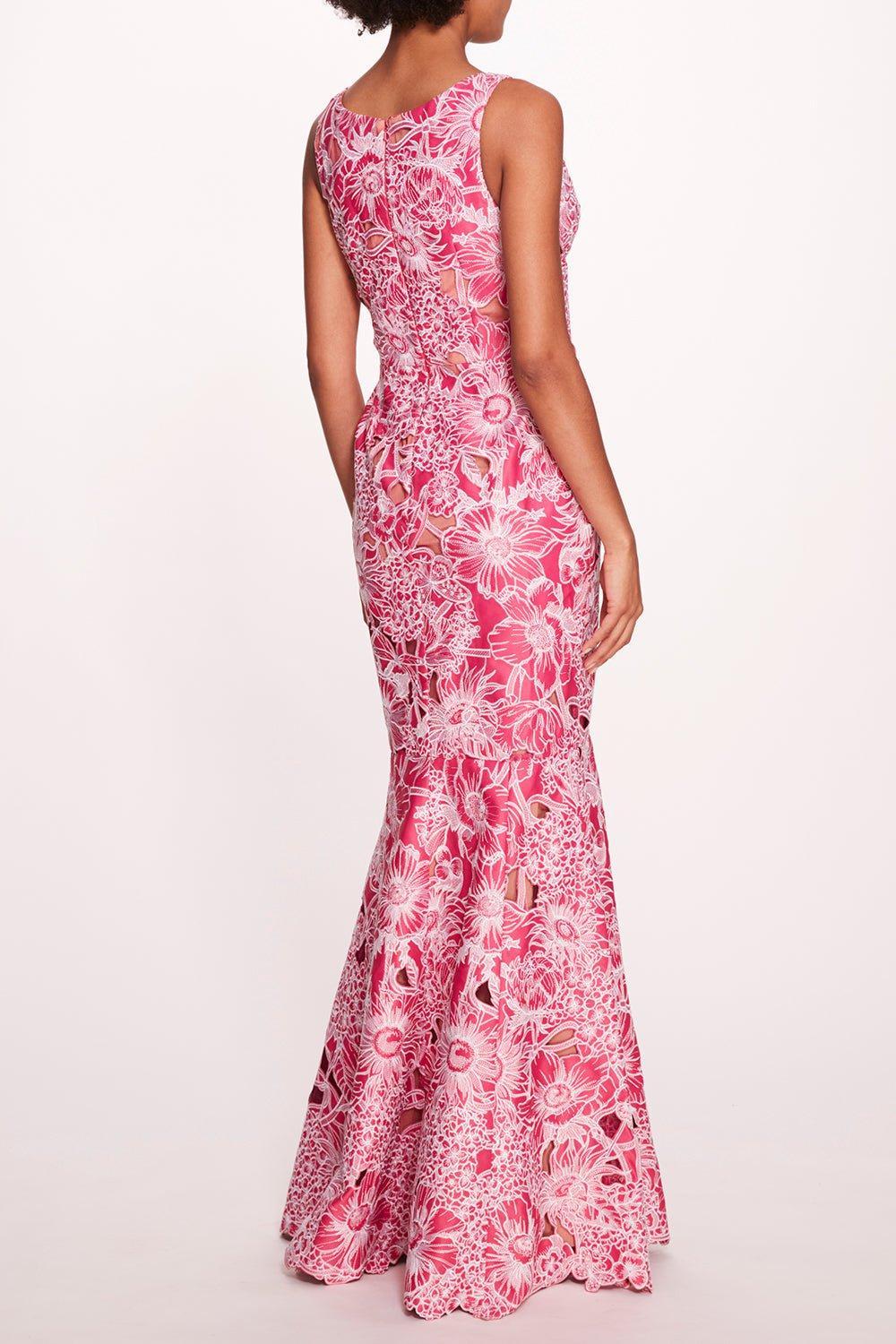MARCHESA NOTTE-Vneck Flare Gown-
